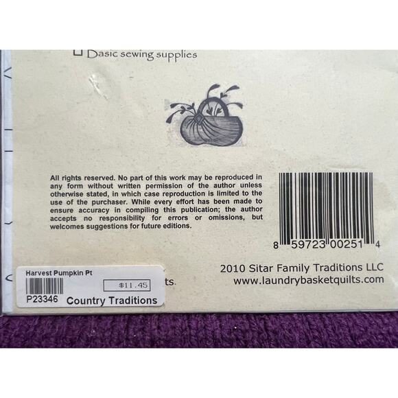 wall quilt pattern harvest pumpkin 38" x28" - Picture 6 of 6